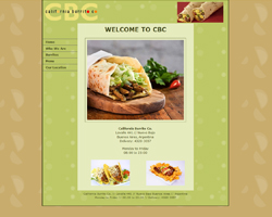 The California Burrito Company website was created from the ground up using one of the three color scheme choices requested by the client. The goal was to create a website to display all the important information about the restaurant and the menu. All images and site text were provided by the client.